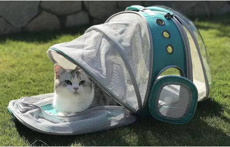 Mochila Expandible para Gatos – Transportadora Plegable, Ventilada y Cómoda