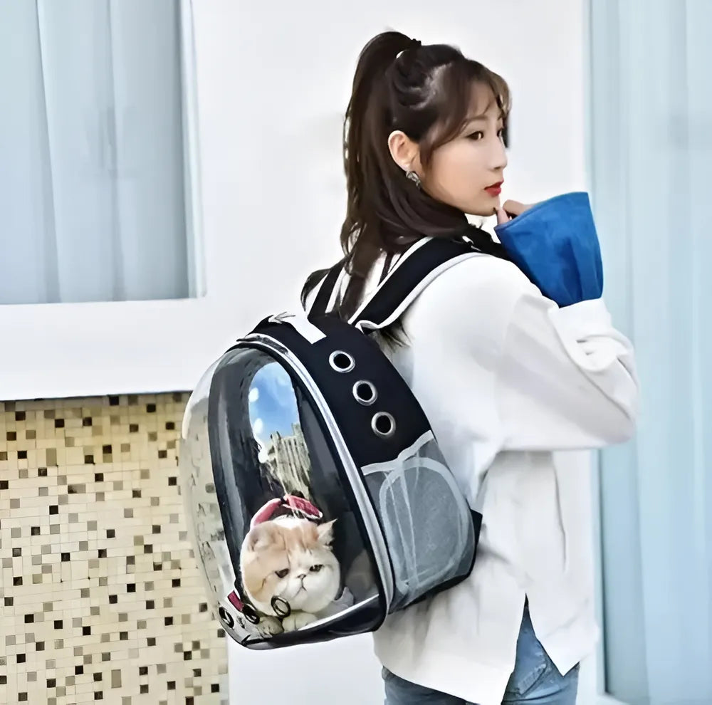 Mochila Transportadora Espacial para Gatos y Perros – Ventilada, Cómoda y Transparente