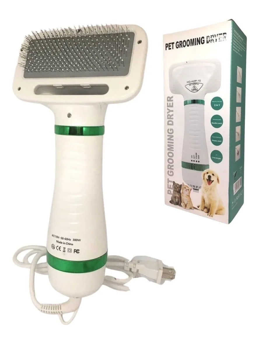 Cepillo Secador 2 en 1 para Mascotas – Peina, Desenreda y Seca